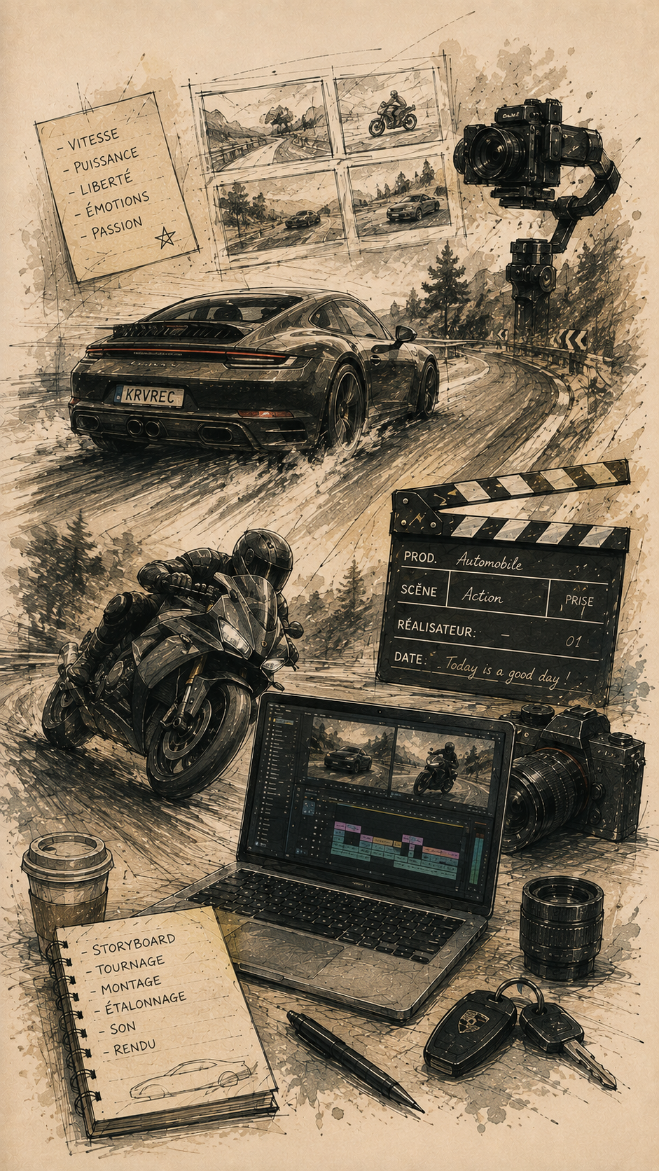 Illustration du service de film automobile Karvirec